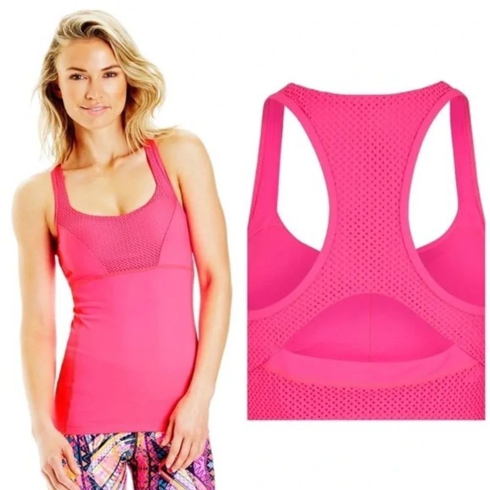 Lorna Jane Claudia Excel Candyland Pink Mesh Tank Top Size XS